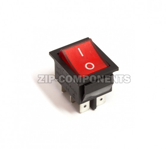Кнопка универсальная биполярная красного цвета 16A, 6 контакта 250V T85